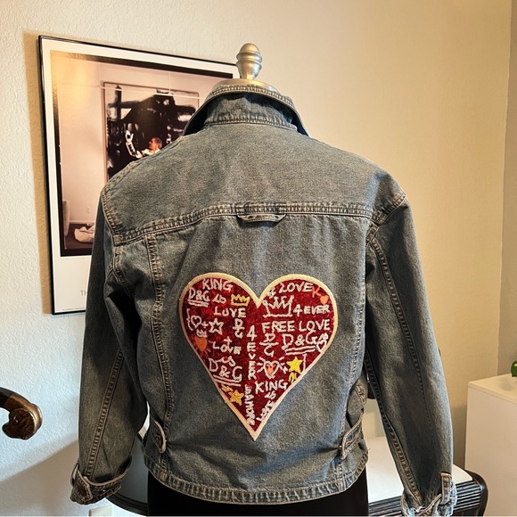 St Lucy Jackets & Blazers - NWT Trucker ❤️ Sequin Heart Handmade One of a Kind Jean Jacket Petite